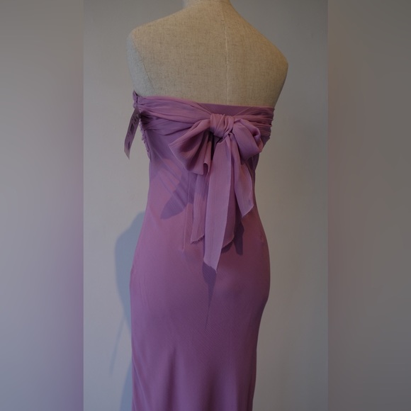 Nicole Miller Lilac Silk Maxi strapless Dress Size 8 NWT - Picture 4 of 9